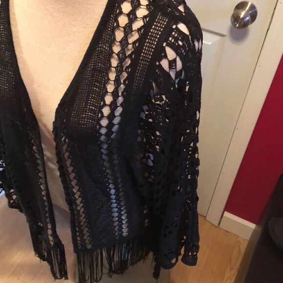 NWT Mac and me crochet & fringe cardigan sz S - Picture 4 of 6